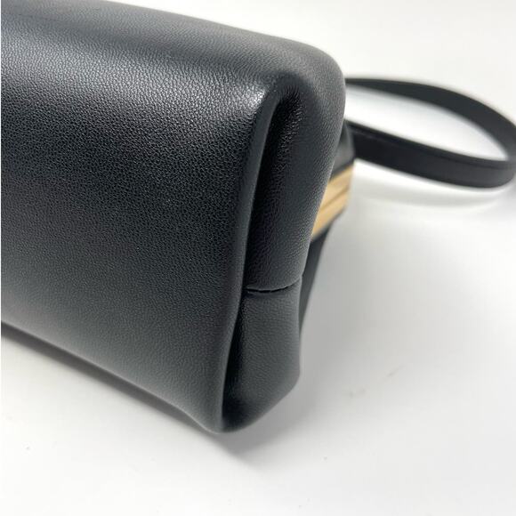 SOLD Tory Burch Cleo Small Leather Shoulder Bag Crossbody Black Gold - Picture 11 of 17